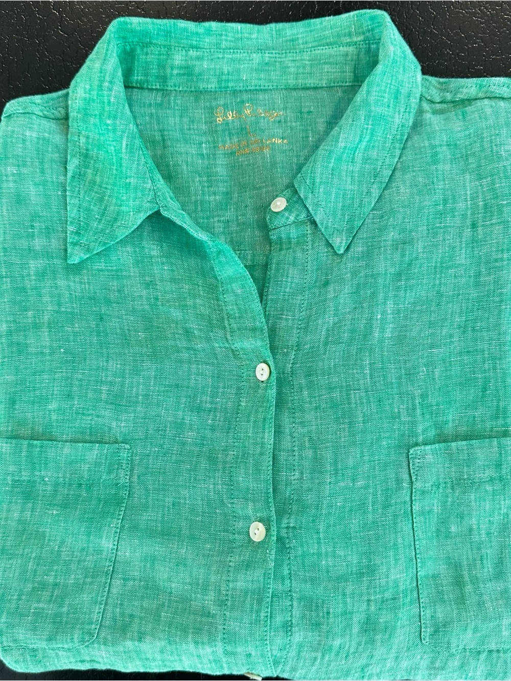Lilly Pulitzer Sea View Linen Button Down Shirt Green Size Small - Picture 4 of 16